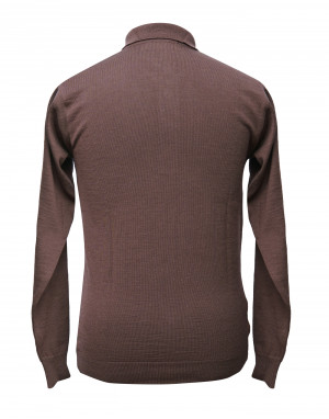 Men pure wool sweater plain collar coffee